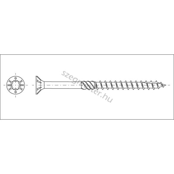 Faszerkezet építő csavar 4,0x50mm süllyesztett fejű TX20