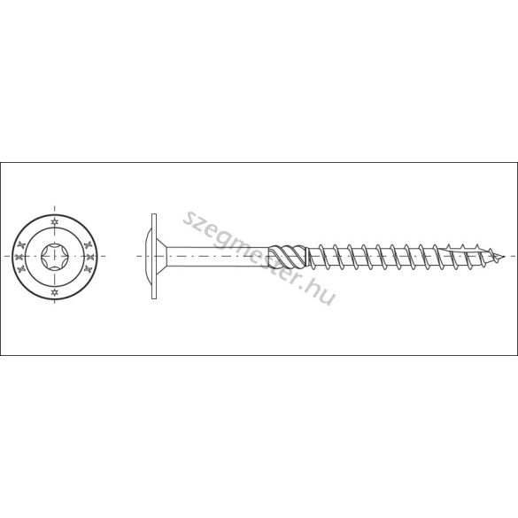 Faszerkezet építő csavar 8x380mm laposfejű TX40 